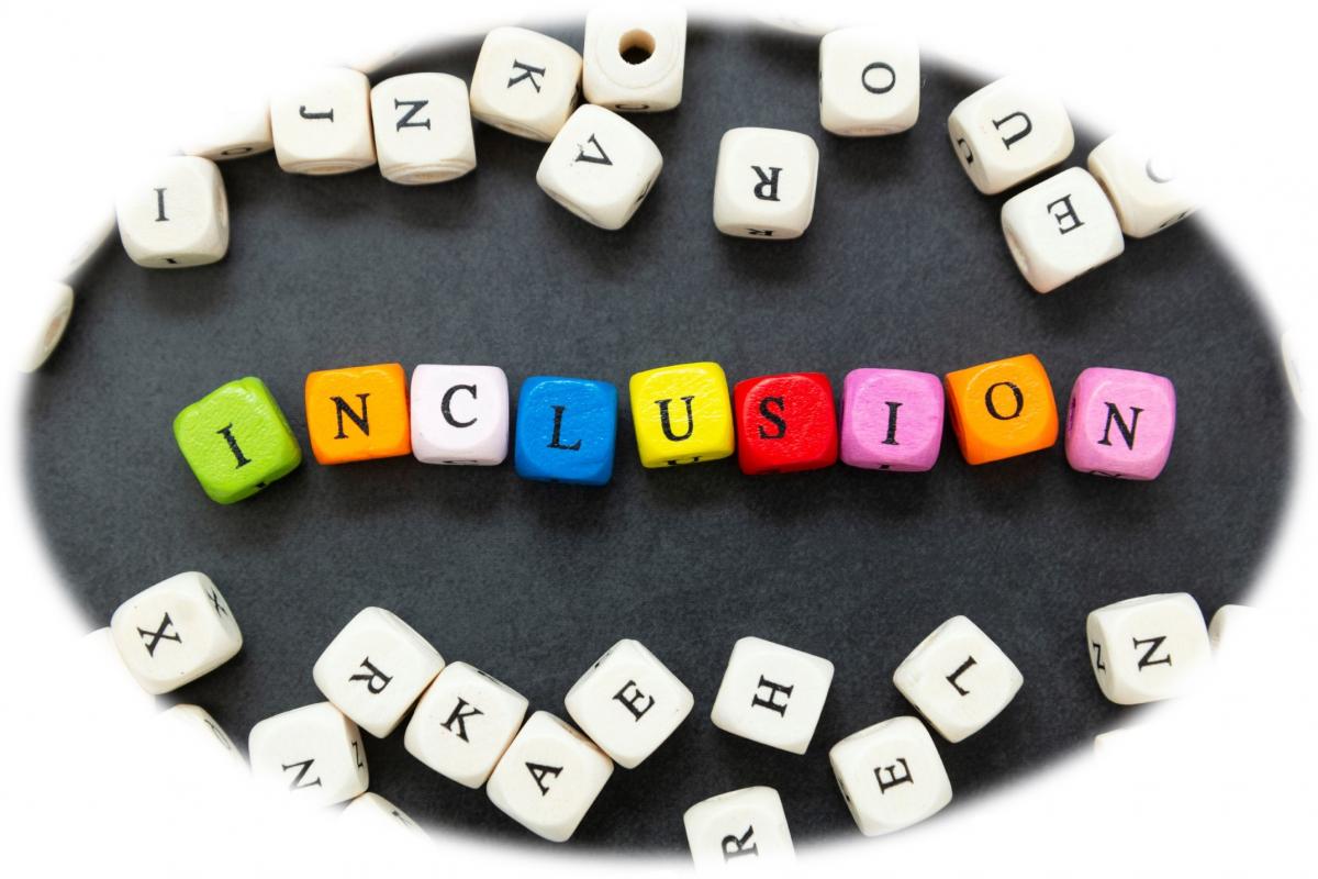 Inclusion spelled out in colored wooden letters